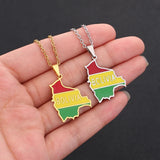 Bolivia Map Flag Pendant Necklace Stainless Steel For Women Girls