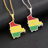 Bolivia Map Flag Pendant Necklace Stainless Steel For Women Girls