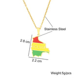 Bolivia Map Flag Pendant Necklace Stainless Steel For Women Girls