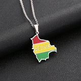 Bolivia Map Flag Pendant Necklace Stainless Steel For Women Girls