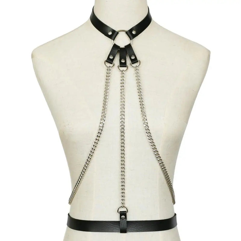 Bondage Chain Harness Leather Belt Cage Gothic Body Chain Women