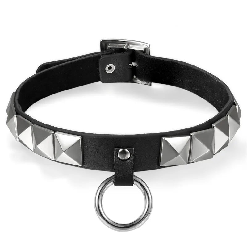 Boniskiss Collar Punk Square Gothic Choker Harajuku Leather Neck Buckle