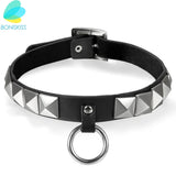 Boniskiss Collar Punk Square Gothic Choker Harajuku Leather Neck Buckle