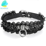 Boniskiss Sexy Punk Gothic Lace Leather Choker Necklace