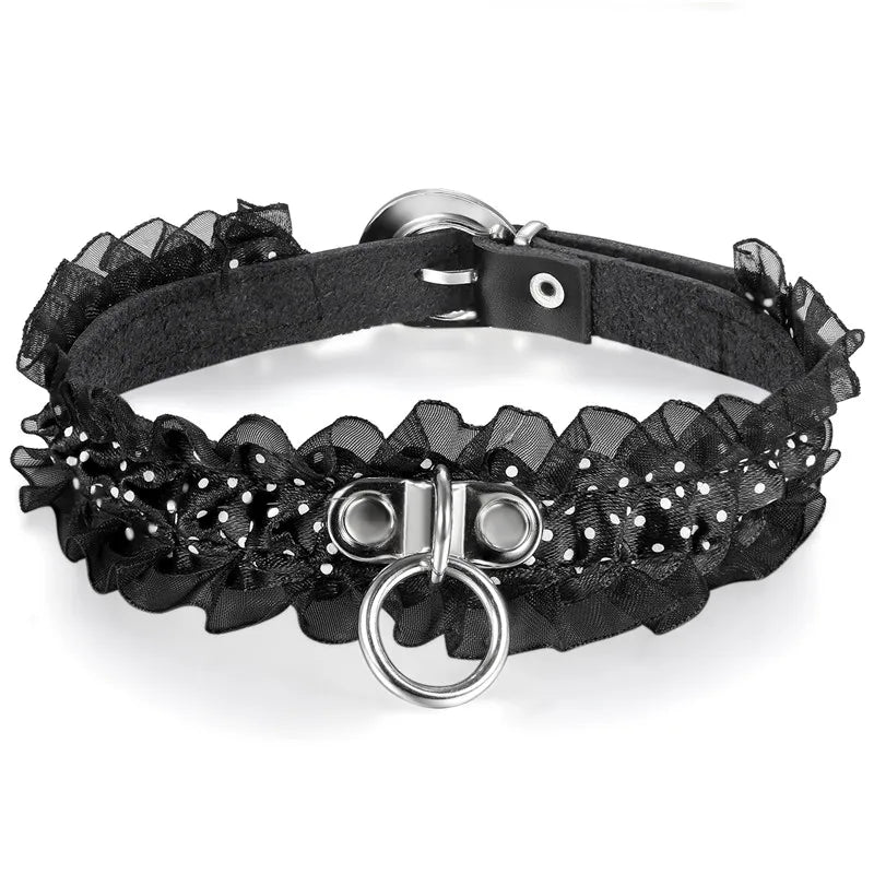 Boniskiss Sexy Punk Gothic Lace Leather Choker Necklace