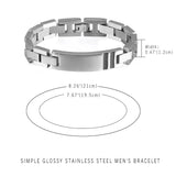 Personalized Engraved Men's ID Bracelet Bangle Stainless Steel
