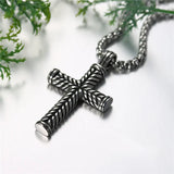 Boniskiss Silver Cross Pendant Necklace With Link Chain Jesus Prayer Jewelry