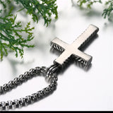 Boniskiss Silver Cross Pendant Necklace With Link Chain Jesus Prayer Jewelry