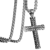 Boniskiss Silver Cross Pendant Necklace With Link Chain Jesus Prayer Jewelry
