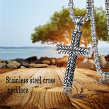 Boniskiss Silver Cross Pendant Necklace With Link Chain Jesus Prayer Jewelry