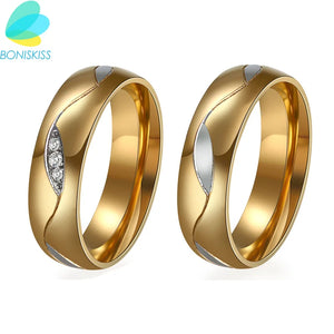 Boniskiss Wedding Ring Love Couple Stainless Steel Anniversary Gift