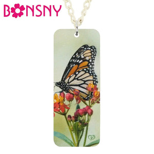 Acrylic Rectangle Spot Butterfly Necklace Choker