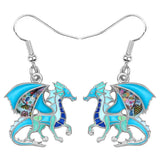 Floral Dragon Dinosaur Earrings Drop Dangle Animal Jewelry for Women Girls Teens