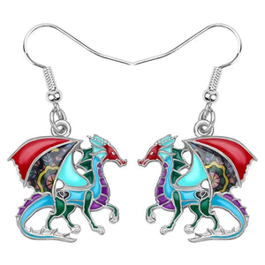 Floral Dragon Dinosaur Earrings Drop Dangle Animal Jewelry for Women Girls Teens