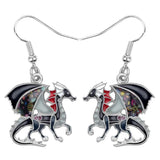 Floral Dragon Dinosaur Earrings Drop Dangle Animal Jewelry for Women Girls Teens