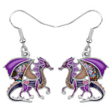 Floral Dragon Dinosaur Earrings Drop Dangle Animal Jewelry for Women Girls Teens