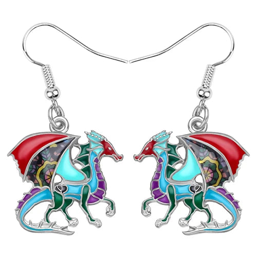 Floral Dragon Dinosaur Earrings Drop Dangle Animal Jewelry for Women Girls Teens