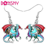 Floral Dragon Dinosaur Earrings Drop Dangle Animal Jewelry for Women Girls Teens