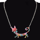 Maxi Enamel Kitten Cat Choker Necklace Alloy Pendant Chain Collar