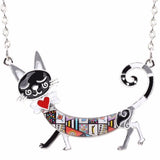 Maxi Enamel Kitten Cat Choker Necklace Alloy Pendant Chain Collar