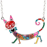 Maxi Enamel Kitten Cat Choker Necklace Alloy Pendant Chain Collar