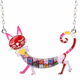 Maxi Enamel Kitten Cat Choker Necklace Alloy Pendant Chain Collar