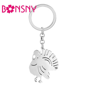 Bonsny Stainless Steel Turkey Keychain