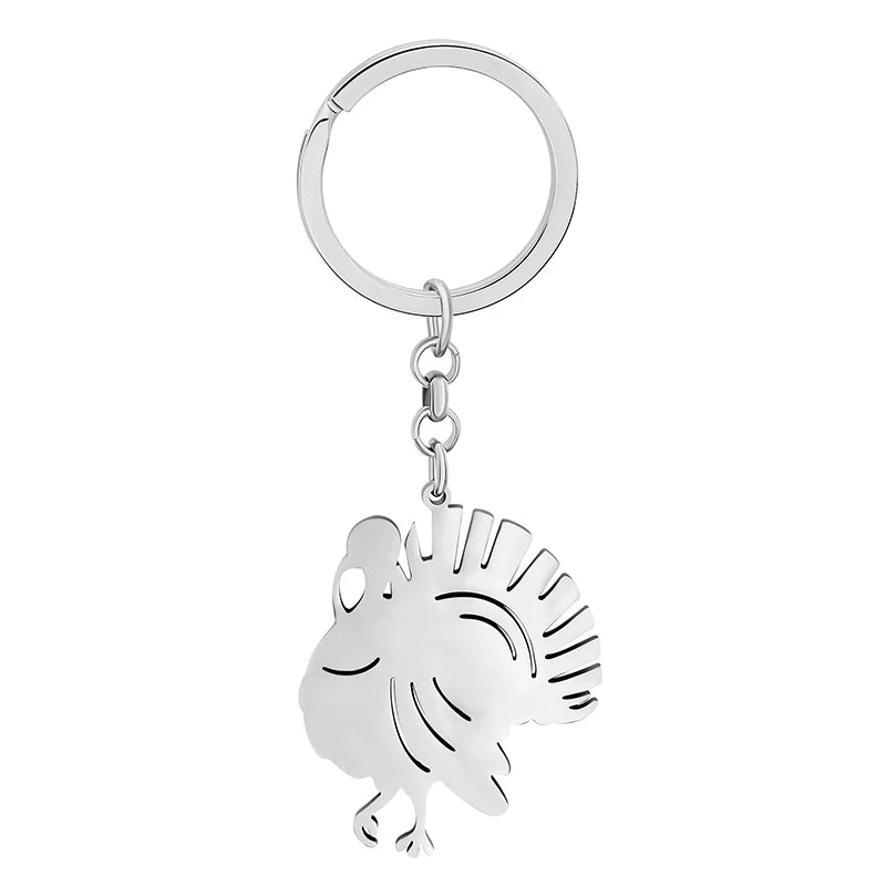 Bonsny Stainless Steel Turkey Keychain