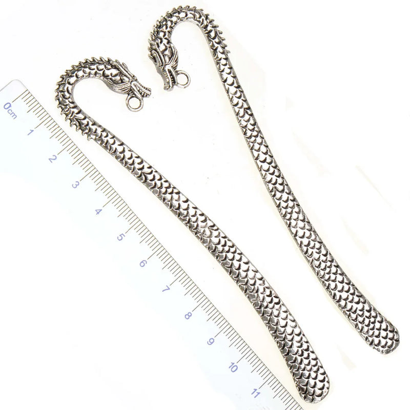 Dragon Animal Tab Bookmark Retro Silver 122mm 5pcs