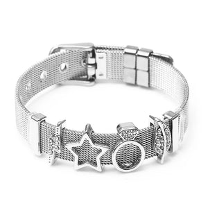 Crystal Star Charms Beads Mesh Bracelet & DIY Chain for Woman & Girls