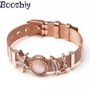 Crystal Star Charms Beads Mesh Bracelet & DIY Chain for Woman & Girls