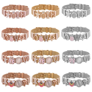Heart to Heart Charms Bracelet Stainless Steel Mesh Bangle