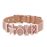 Heart to Heart Charms Bracelet Stainless Steel Mesh Bangle