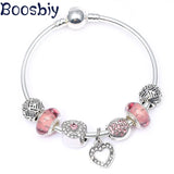 Heart Crystal Beads Charm Bracelet for Women Jewelry Gift