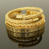 Borasi 3pcs/set Stainless Steel Braiding Bangles Cuff Bracelets For Men
