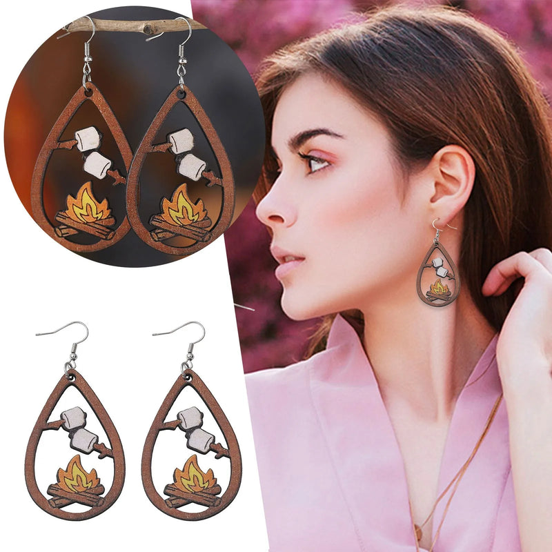 Personalized Wooden Teardrop Earrings