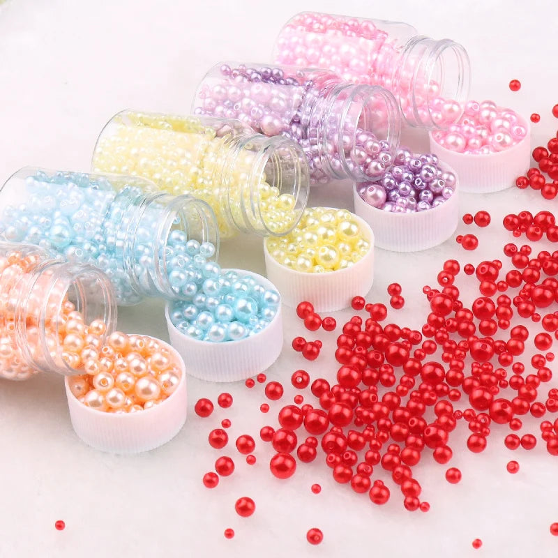 Colorful Smooth ABS Pearls With Hole Plastic Beads For Jewelry DIY