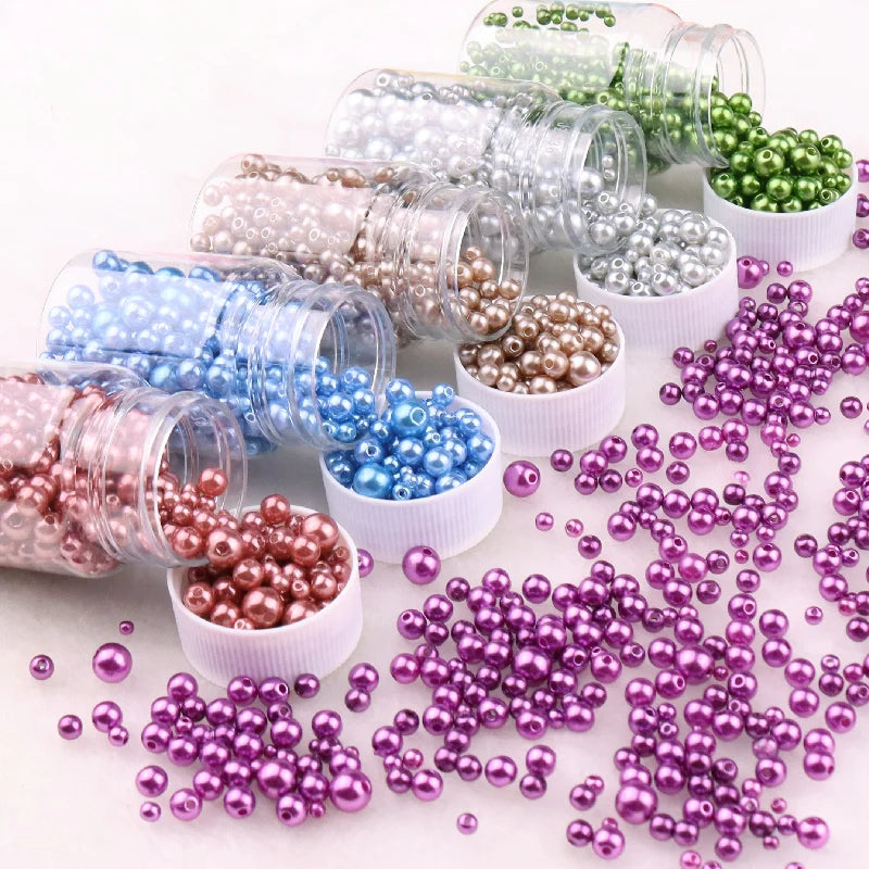 Colorful Smooth ABS Pearls With Hole Plastic Beads For Jewelry DIY