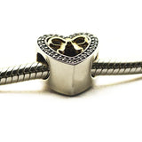 Golden Shine Bow Heart Beads for Bracelets