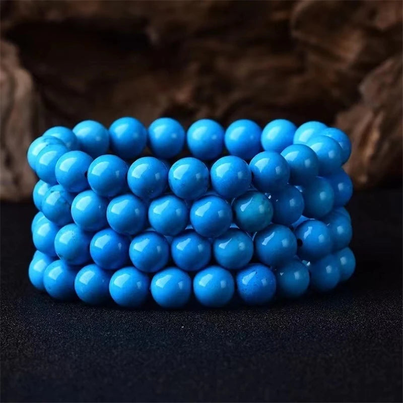 Turquoise Beads Buddha Prayer Bracelet Stretch Jewelry 10mm