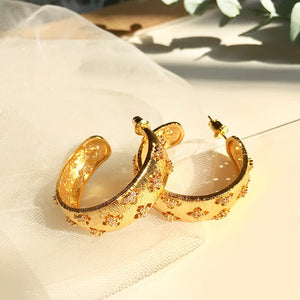 Crystal Beaded Ear Hoops Earrings, High-Quality Accessory