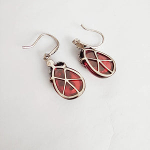 925 Sterling Silver Gem Garnet Vintage Earrings for Women