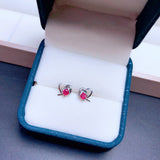 925 Sterling Silver Ruby Lady Earrings 3*3mm