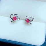 925 Sterling Silver Ruby Lady Earrings 3*3mm