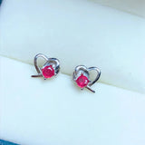 925 Sterling Silver Ruby Lady Earrings 3*3mm
