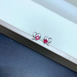 925 Sterling Silver Ruby Lady Earrings 3*3mm