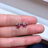 925 Sterling Silver Ruby Lady Earrings 3*3mm