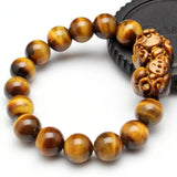 Pixiu Tigerite Bracelet, Tiger's Eye Stone Bead Bracelets