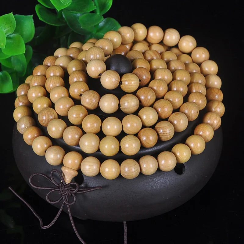 Small Leaf Boxwood 108 Beads Bracelet for Men and Women