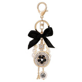Bow-Knot Pearl Perfume Crystal Bottle Keychain Car Key Ring Bag Charm
